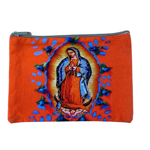 Our Lady of Guadalupe Mexican Virgin Mary Wristlet Makeup Bag Pencil Pouch - Picture 3 of 9